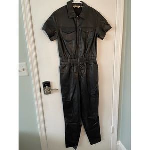 All Worthy Hunter McGrady Faux Leather Jumpsuit Romper XXS